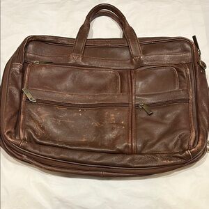 EUC Bill Blass Brown Leather Briefcase Bag